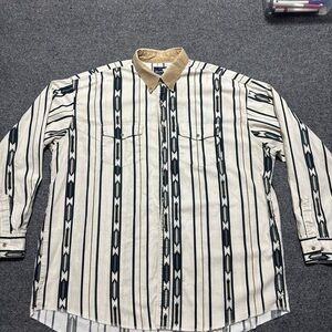 Vintage Wrangler Western Button Up Men 3XL Cowboy Aztec Tribal Navajo 90s USA